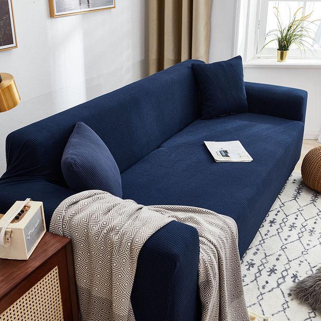 Sofa Cover Fully Wrapped Solid Color Elastic Sofa Cushion Thick Corn Fleece Four Seasons Universal Living Room Corner Cushion for Home