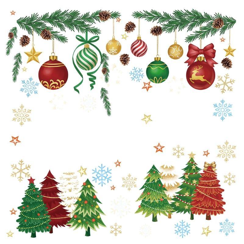 6 Pcs Christmas Window Stickers Wall Sticker Kids Room Wall Decals Merry Christmas Decorations For Home New Year Stickers