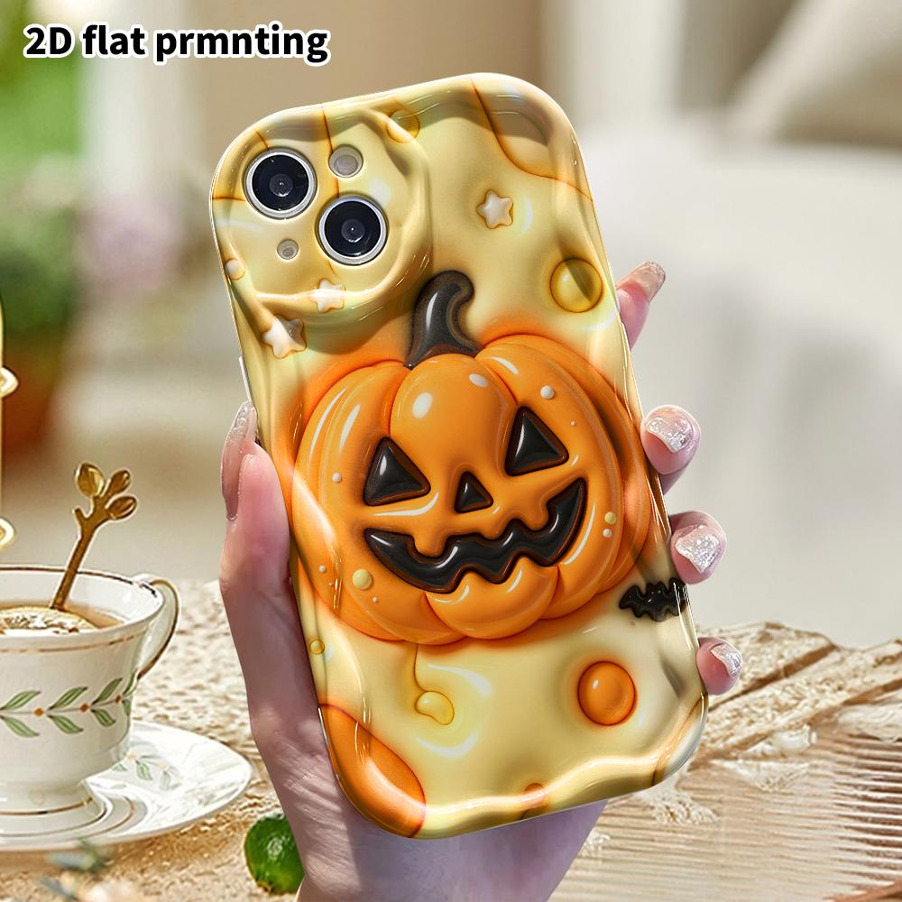 Phone case: 2D flat design suitable for iPhone 18 17 16 15 14 13 Pro protective case, Jack-o'-lantern, perfect Christmas and Halloween holiday gift