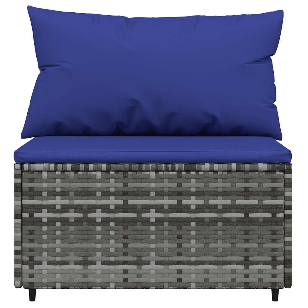 VidaXL 4-tlg. Garten-Lounge-Set mit Kissen Grau Poly Rattan