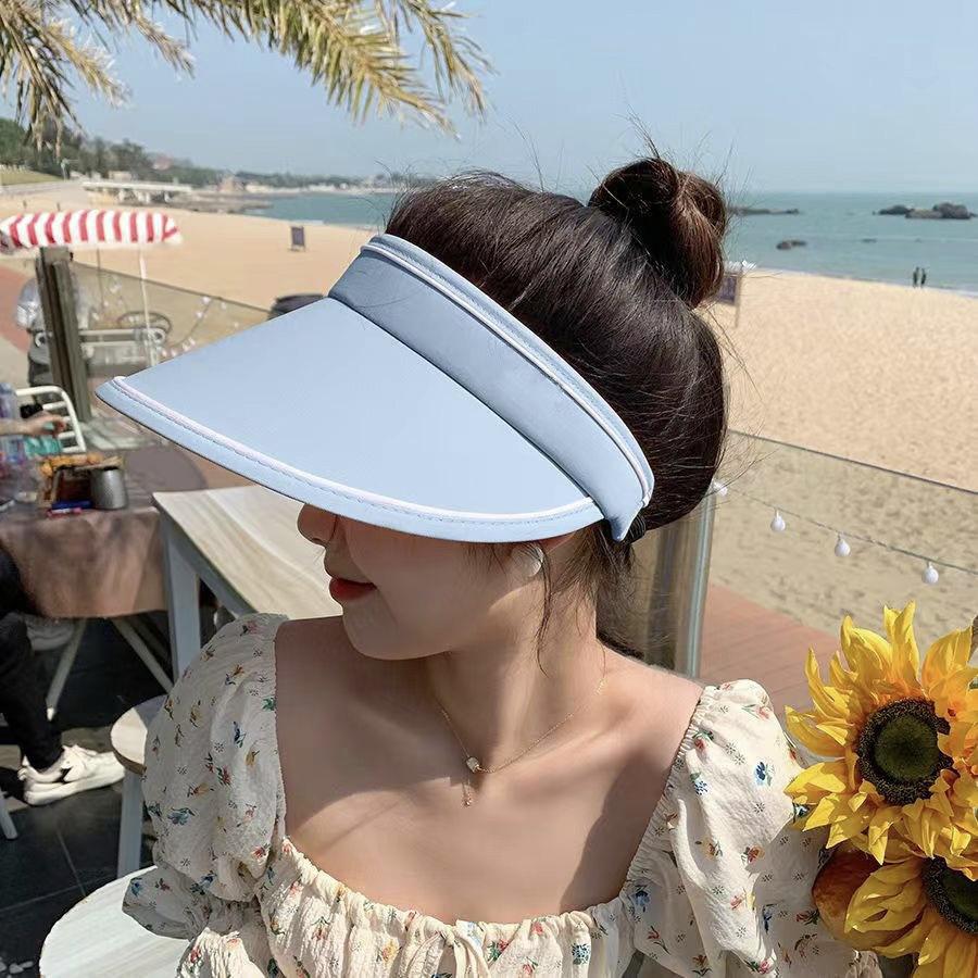 New Sun Hat Women's Sun Protection Hat Adjustable Empty Top Large Brim Summer Outdoor Foldable Sun Hat