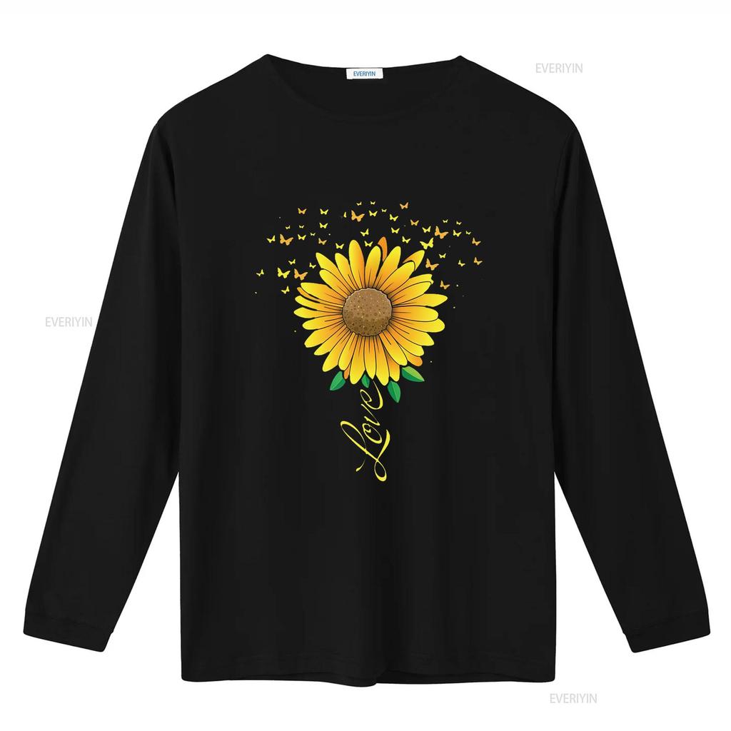 Sunflower Butterflies And Love Women s Inspirational T Shirt vintage Washed graphic Stretched Soft Stylish Casual Comfortable