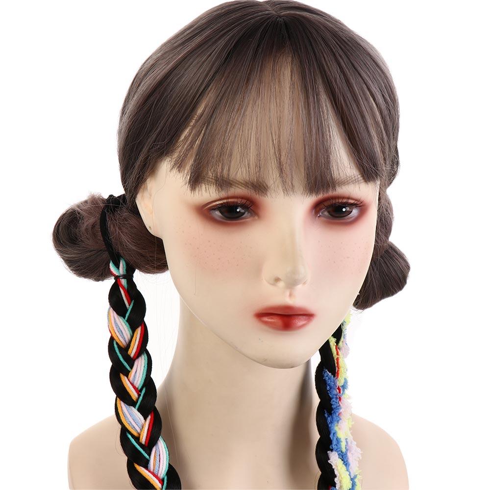 National Style Tibetan Wig Braid Synthetic Wig Twist Braids Ponytails Hair Extensions  Women
