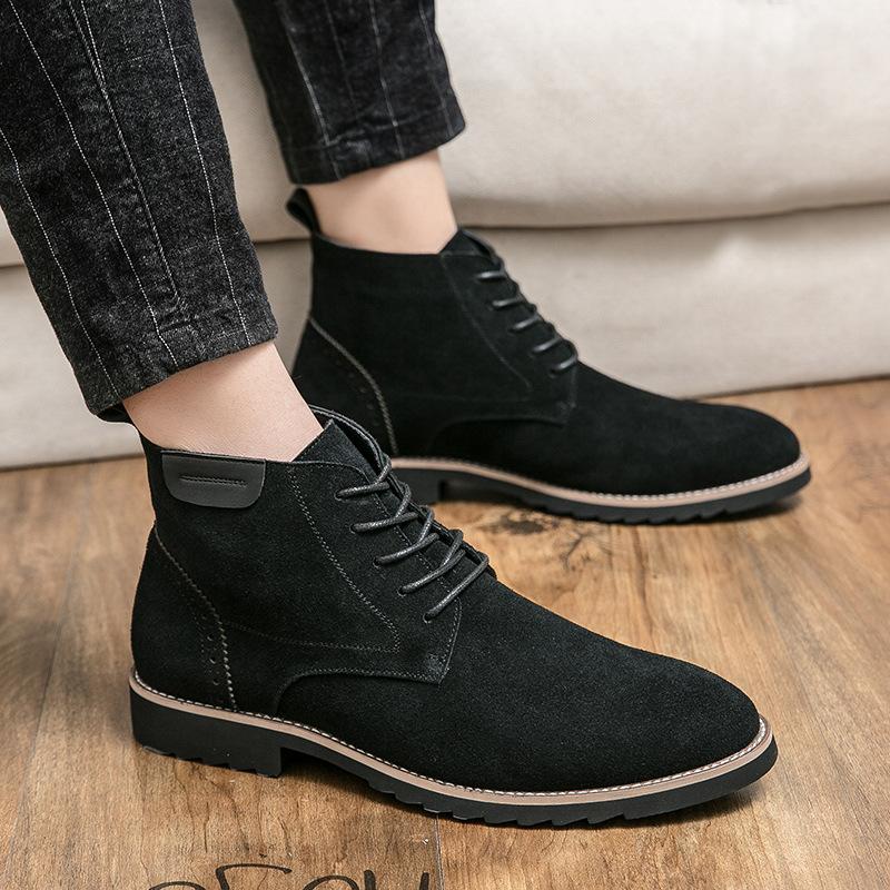 Men's leather boots 45 large size autumn and winter new Martin boots fashionable men's retro short boots trendy leather shoes