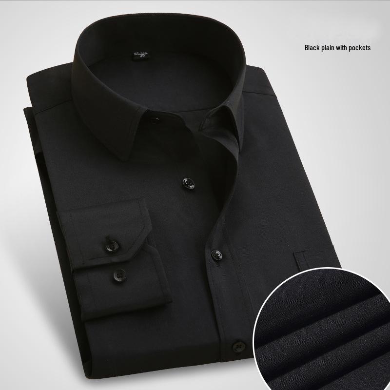 Men's Plus Size Slim Fit Long Sleeve White Shirt - Business Casual Autumn Wear
