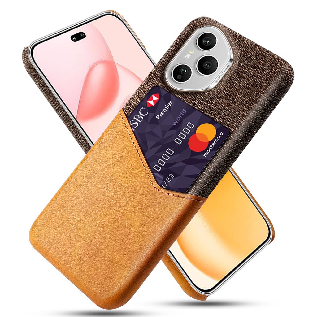 For Honor 400 Pro 5G (Global) Case PU Leather Cloth Texture Hard PC Phone Cover with Card Holder