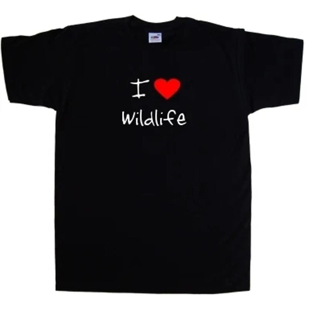 I Love Heart Wildlife T Shirt Vintage Washed Casual Designer Clothes Streetwear Unisex Soft Slightly Stretched Fashion