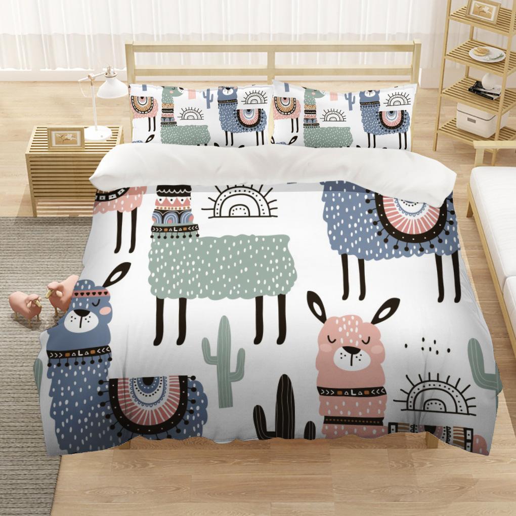 Alpaca Duvet Cover King/Queen Size Alpacas In Love Pattern Bedding Set Black White Argentina Animal 2/3pcs Polyester Quilt Cover