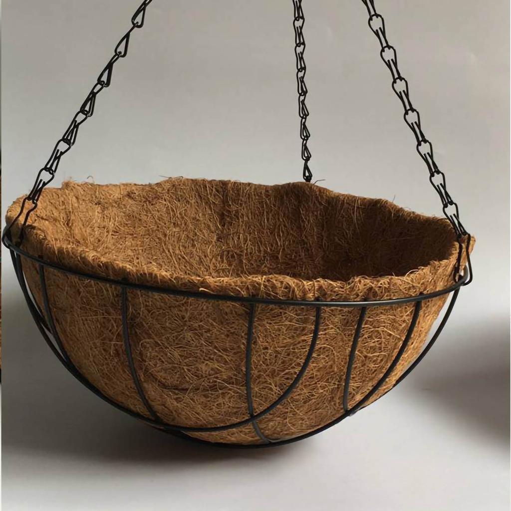 Hanging Basket Flower Pot Half Round Wire Plant Holder with Chain for Porch Garden Balcony