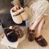 Winter neue zwei Tragevarianten flauschige Schuhe Damen dicksohlige Gürtelschnalle Samt warm ein Pedal Baumwollschuhe Damen Tide