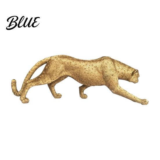 High-quality Resin Leopard Golden Figurine Model Vivid Statue Squatting Running Posture Entrance Hall Decor Item Ornament for TV Stand Entryway