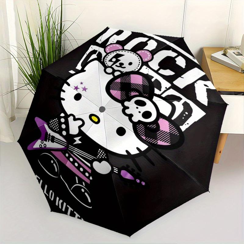 

Cool Rock Hello Kitty Automatic Open/CloseUmbrella-CuteUmbrella with Cute Design, Portable 3-Fold Compact Umbrella for Men & Women, Valentine s Day Mo