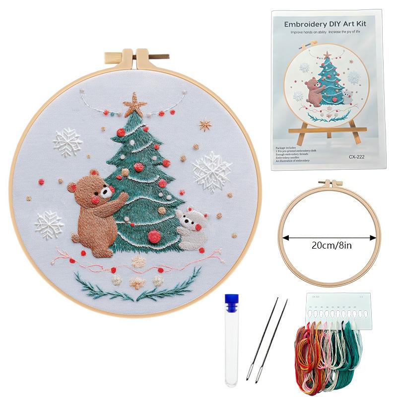 

1 набор Рождественский набор для вышивания, набор для вышивания Рождественская елка , инструкции по английской вышивке, набор материалов из ткани для вышивания своими руками 20cm