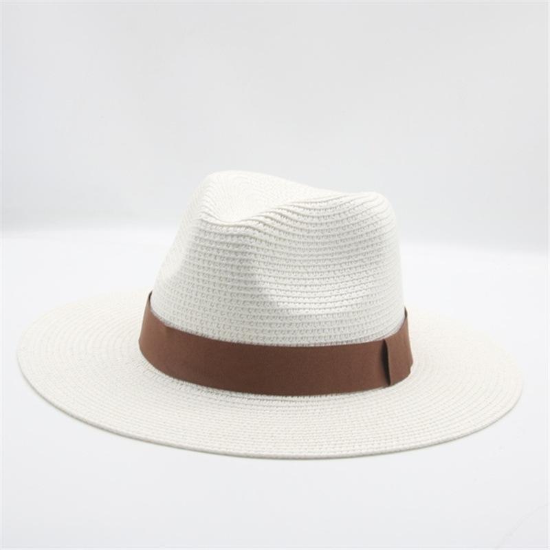 Black Ribbon Panama Straw Hat Flat Eaves Outdoor Spring and Summer Sunshade Beach Hats for Women