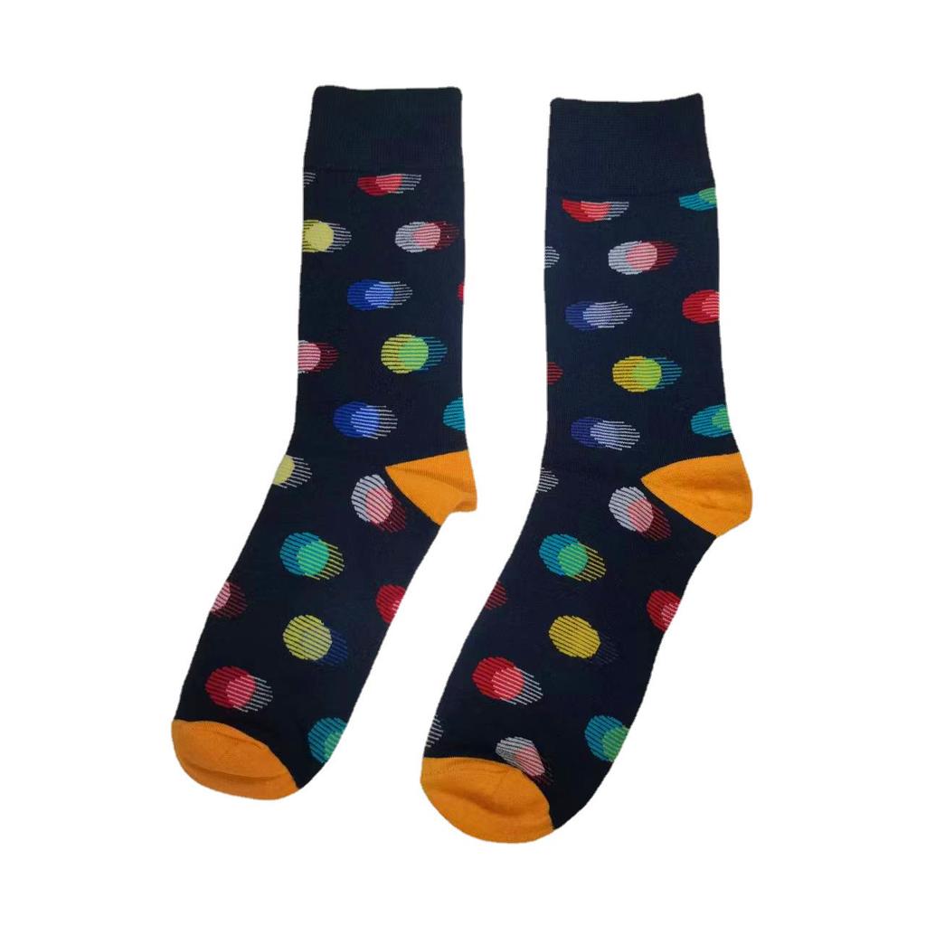 New Arrival High Quality Combed Cotton Men Polka Dot Strip Happy Socks  Color  Designer Casual Novelty Dress Business