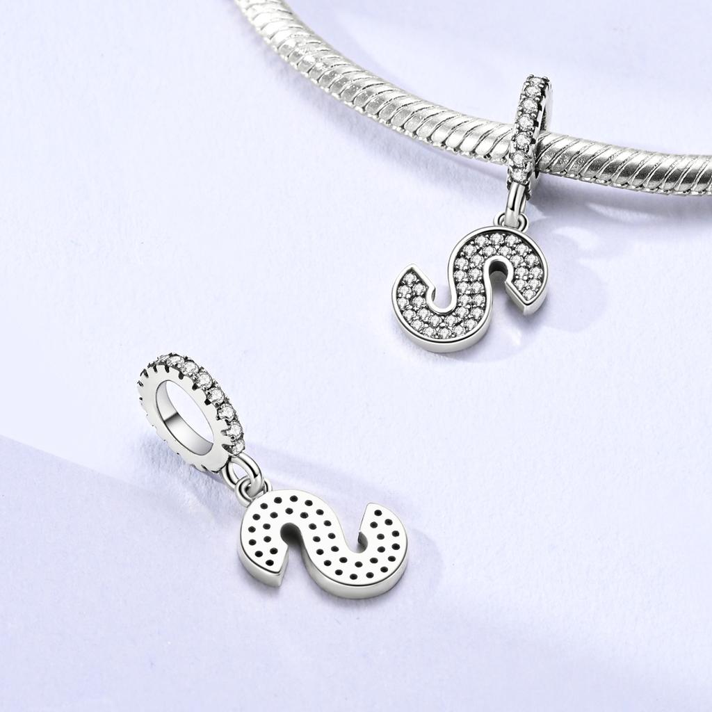 Pingente Pendurado de Cobre 26 Letras A-Z Pingente de Soletrar Zircônia Serve Pulseira Diy Joias Femininas