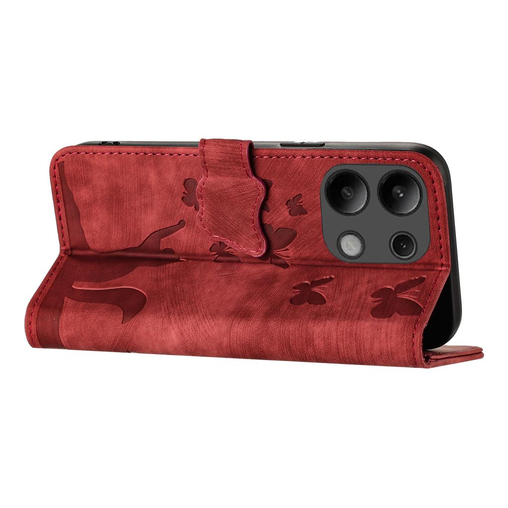 For Xiaomi Redmi Note 13 4G Case PU Leather Phone Cover Butterfly Cat Pattern