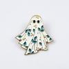 Cartoon Ghost Brooch: Smiling Face, Heart & Flower Badge for Halloween Costume