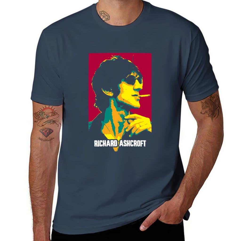 Richard Ashcroft Lucky Unisex Richard Paul Ashcroft an English Singer and Songwriter TShirt Basic Plain Tee for Spring and Summer