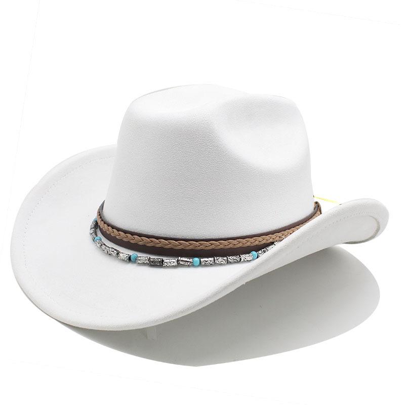 New ethnic style decorative suede jazz top hat with big brim suede one-word top men's and women's denim hat felt hat