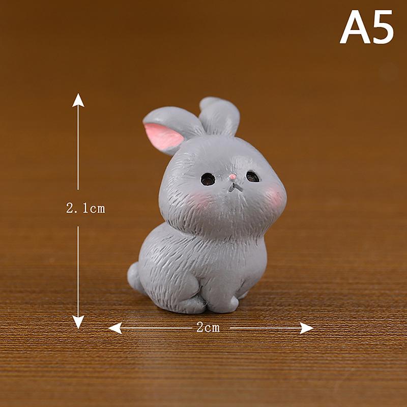 Figurine Miniature Cute Rabbit Micro Landscape Resin Ornaments For Home Decoration Kawaii Animal Bunny Room Desk Decor Gift