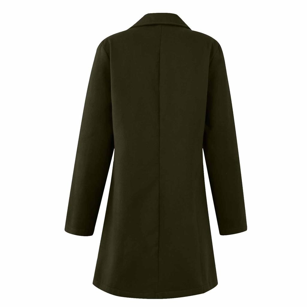 Damenmode, lässig, einfarbig, mit Taschen, locker, langärmelig, Temperament, Wollmantel