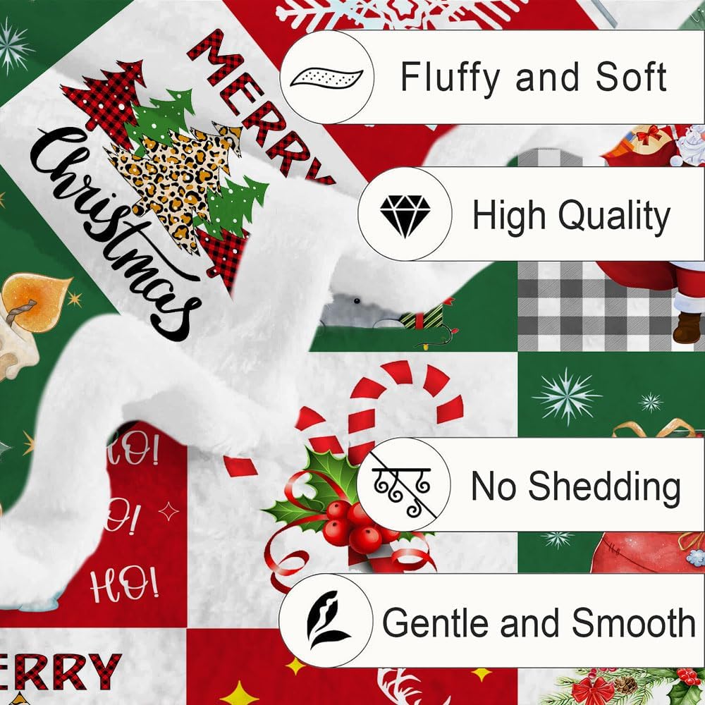 Christmas Blanket, Winter Snowflake Holiday Xmas Throw Blanket, Christmas Santa Claus Blankets Snowflake Xmas Throw Blankets