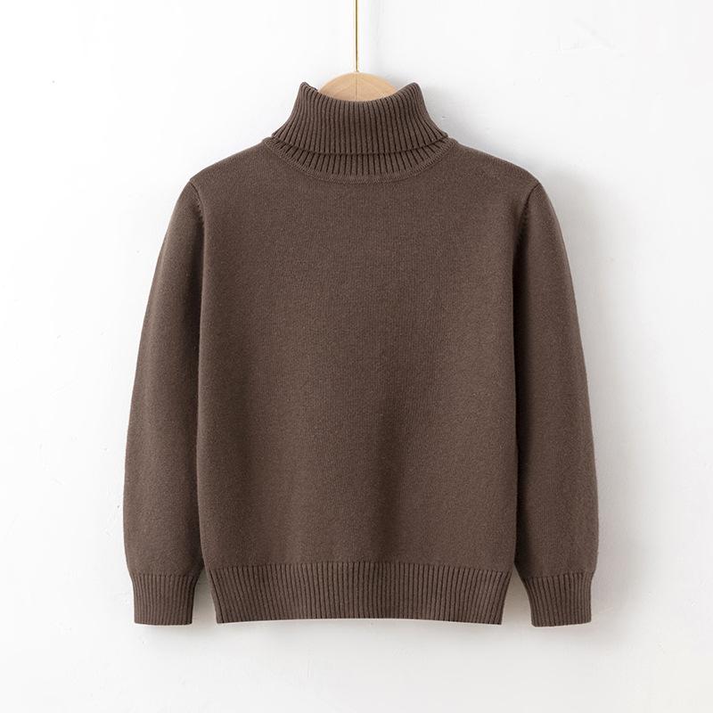 Children's Sweaters Autumn and Winter Pure Cotton Line Boys and Girls Baby Pullover Turtleneck Bottoming Sweater