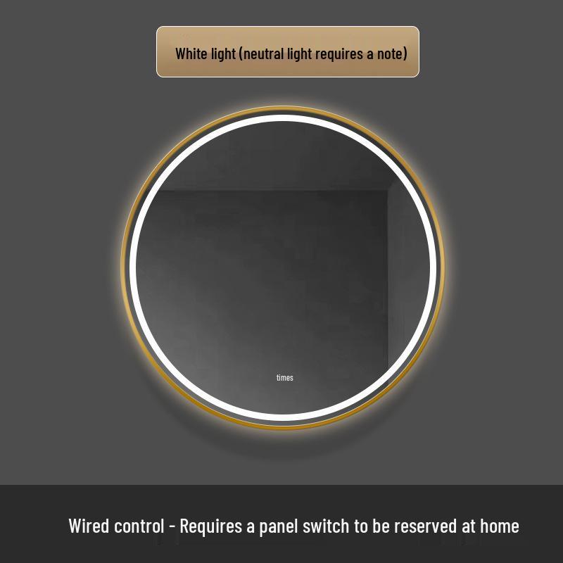 Round LED Bathroom Vanity Mirror with Frame, Anti-Fog, Wall-Mounted