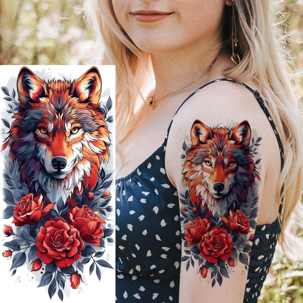 1 list Unikátní Akvarelový Lev Tygr Zvířata Dočasné Tetování Dlouhotrvající Vodotěsný Liška Sova Falešná Tetovací Nálepka Body Art Tetování