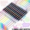 Outline Pen Set, 12Pcs Metallic Outline Marker Pens Gifts Card Writing Double Line Outline Pens Metallic Paint Markers