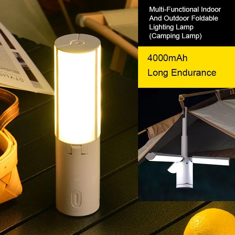 Outdoor Folding Multi-function Camping Light with Hook Handheld Hanging Rechargeable Lamp for Tent Hiking Emergency