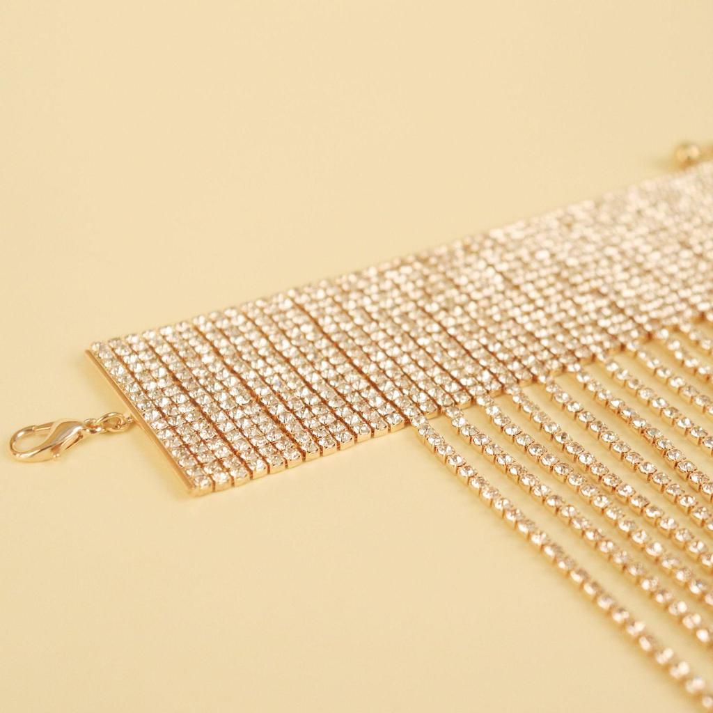 Exaggerated European and American Shiny Diamond Tassel Anklet for Fashion High Heels