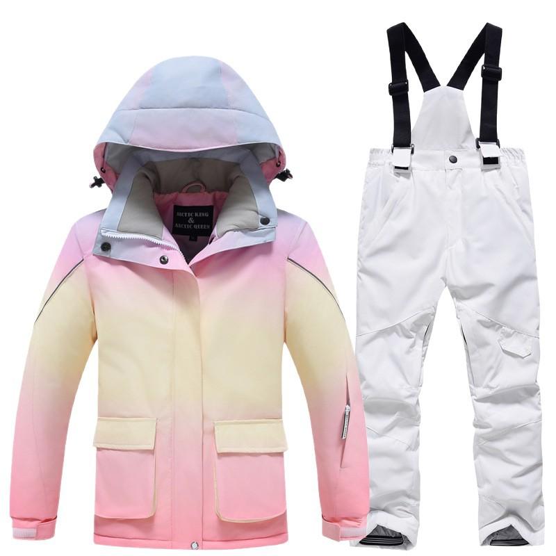 Girls ski suit winter outdoor waterproof windproof thickened warm thickened snowboard double snowboard ski suit ski suit set
