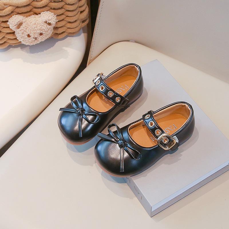 

Vintage Girls Leather Shoes Spring New Kids Shoe Soft Soled Girls Shoes Anti Slip Child Casual Shoes Versatile Mary Jane Shoe 21insole13.7cm чёрный