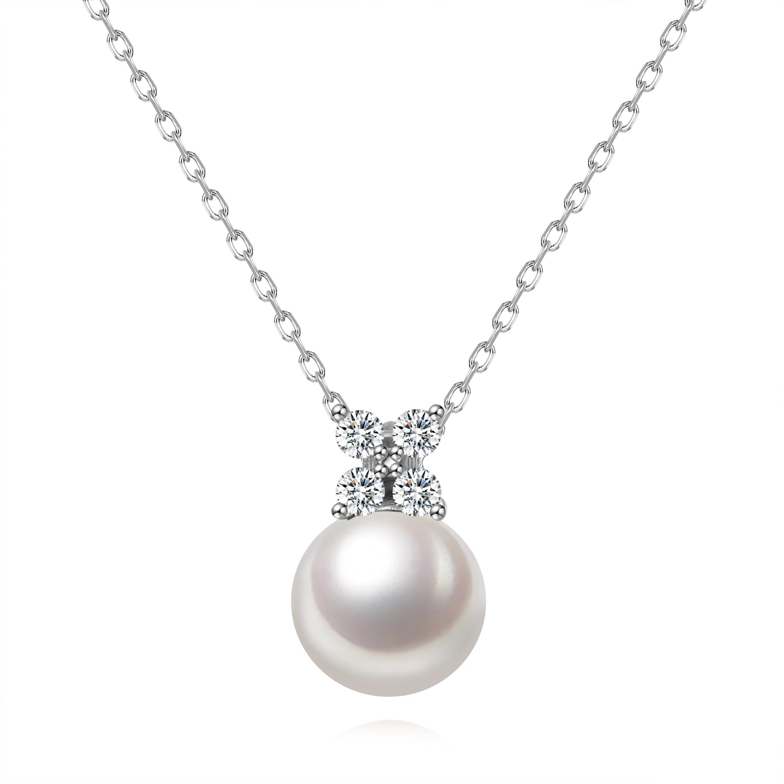 

Pearl Necklace for Silver Pearl June Coming of Age June Day Accessories [PHNIBIRD] Women, Hypoallergenic, Four-Leaf Clover, Lucky Charm , 925,