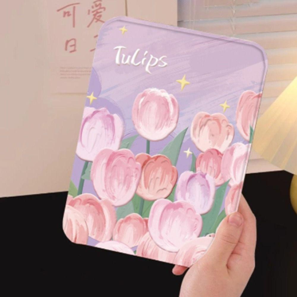 Floral Vanity Mirror Standing Compact Mirror Portable Desktop Makeup Mirror for Student Dormitory