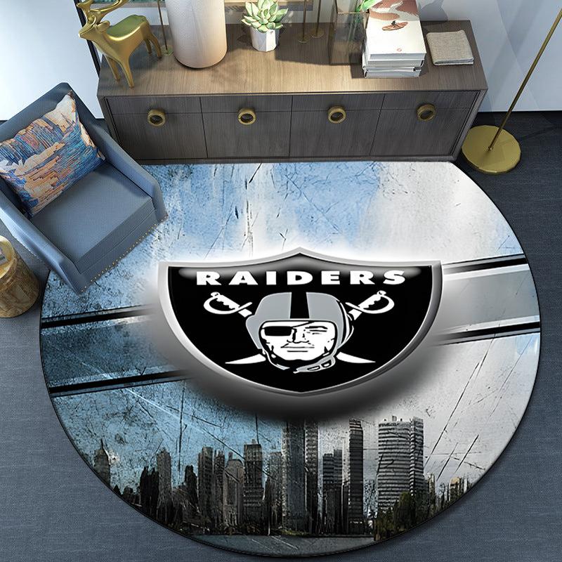 Las Vegas Raiders Round Rug for Livingroom,Bedroom, Palyroom, Chair Rug, Area rug, Circle Carpet, Large Size Fan Christmas gift