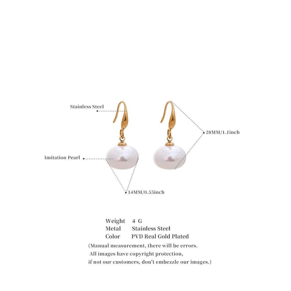 Eetit Simulated Pearls Chic Dangle Earrings for Women Prevent Allergy Stainless Steel Daily Jewelry High Quality