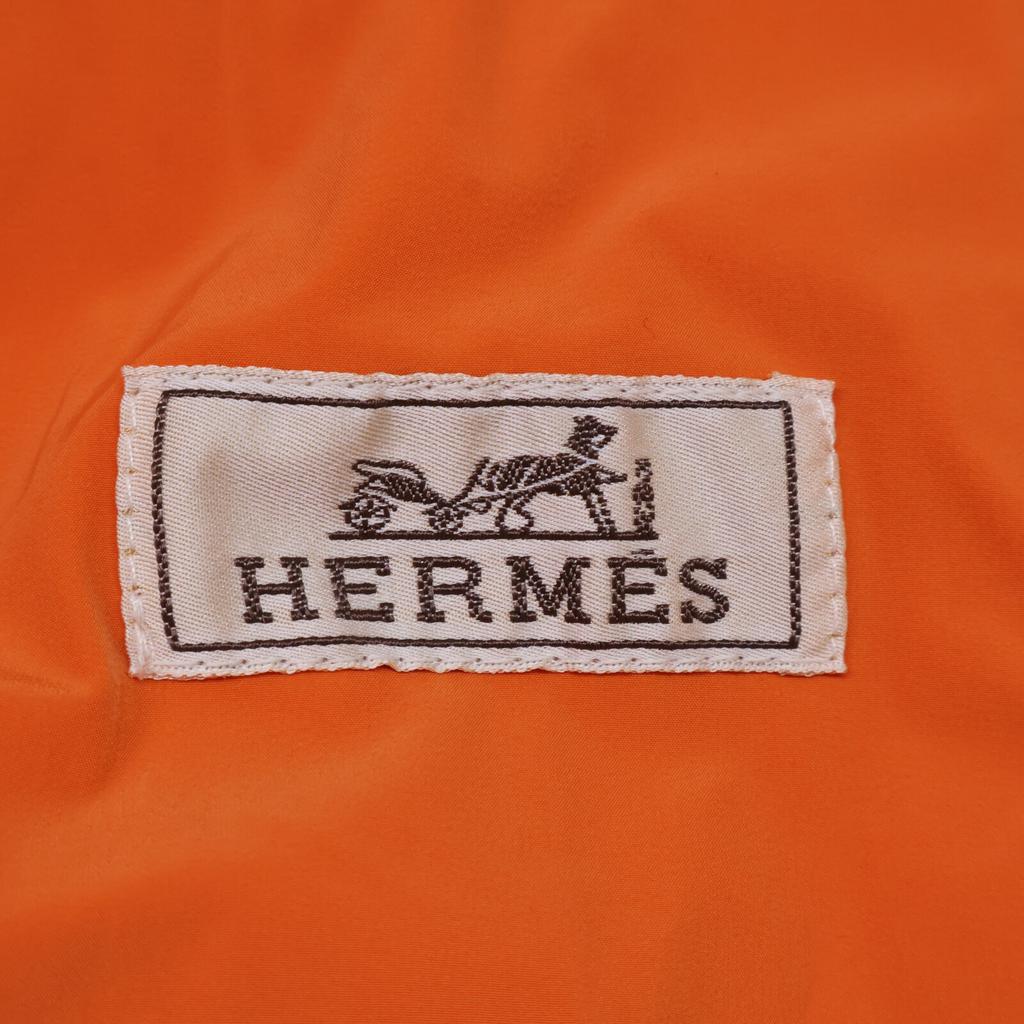 Hermes Domestic Genuine Nylon H Motif W-zip Collarless Quilted Jacket Jacket 48 Gray X orangeUsed