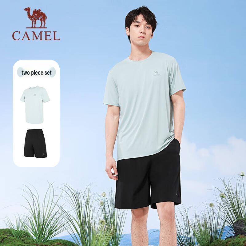 CAMEL Quick-Dry Running Short Sleeve T-Shirt & Pants Set