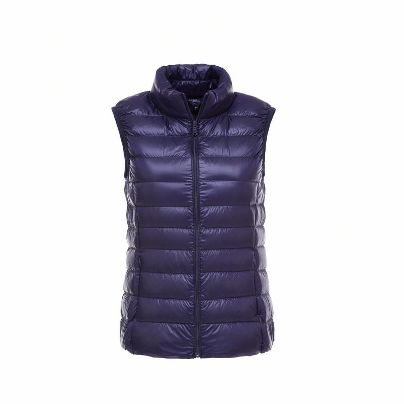 Women's Lightweight Winter Down Vest - Sleeveless, Short Stand Collar Outerwear
