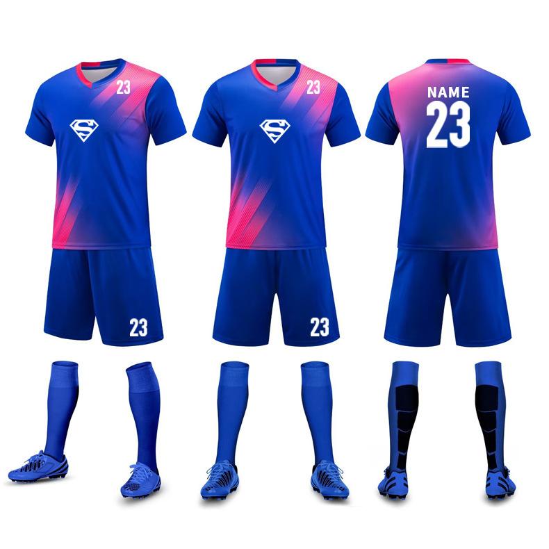 Manufacturer football jersey sets, kids, men, women, adults, training and competition team uniforms, quick-dry breathable short-sleeve team uniforms
