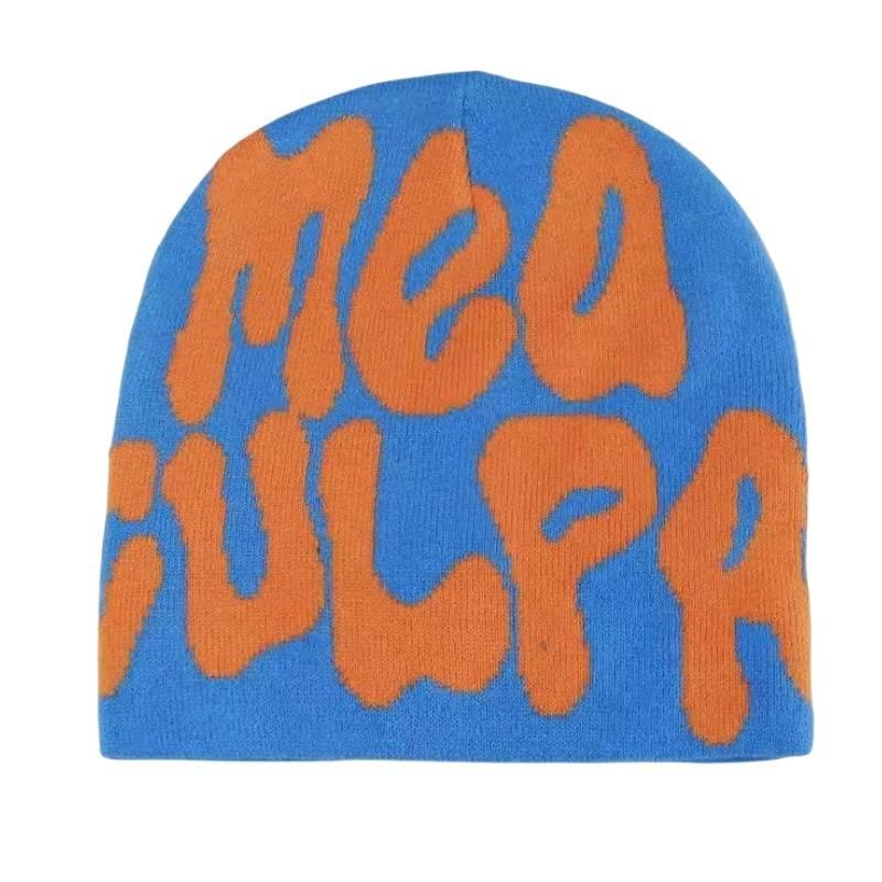 Mea Culpa Trendy Letter Print Beanies Knit  Hat Streetwear Cap Outfit Women Girl