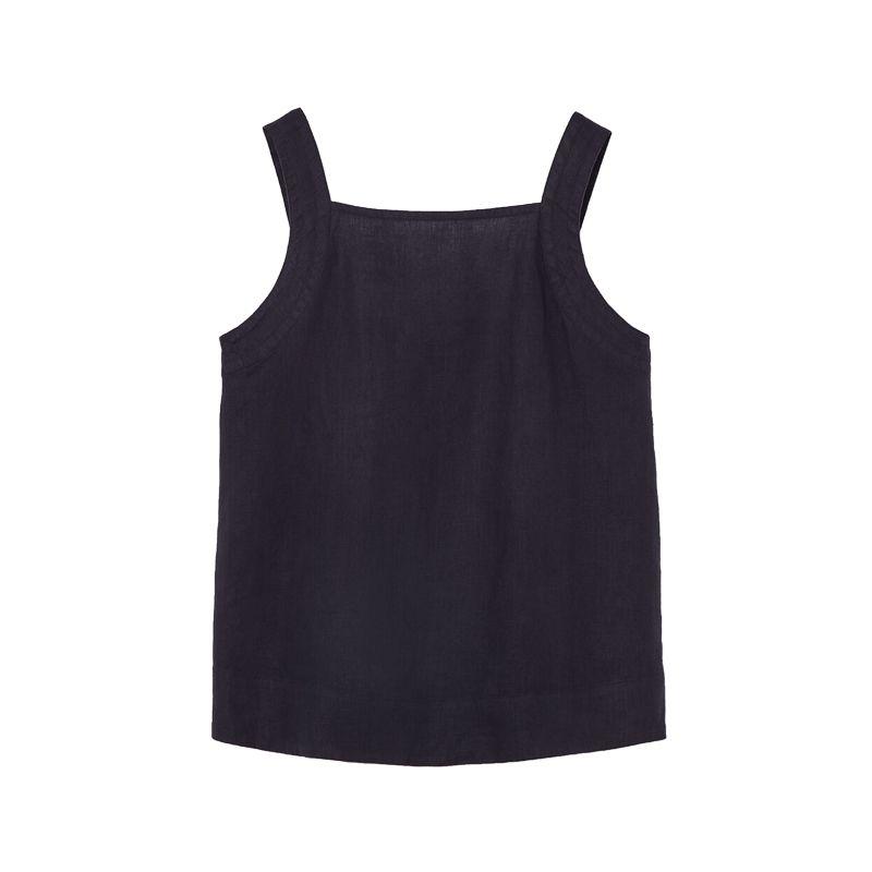 

CS Spring and Summer Women s Clothing Standard Edition Open Back Tied Linen Tops 1239336 Linen Wide-Leg Pants 1228350 Navy blue Tops 34