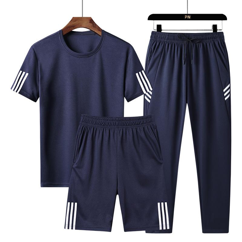 Three-piece Tracksuit for Men Summer New Trend Sportswear Shorts