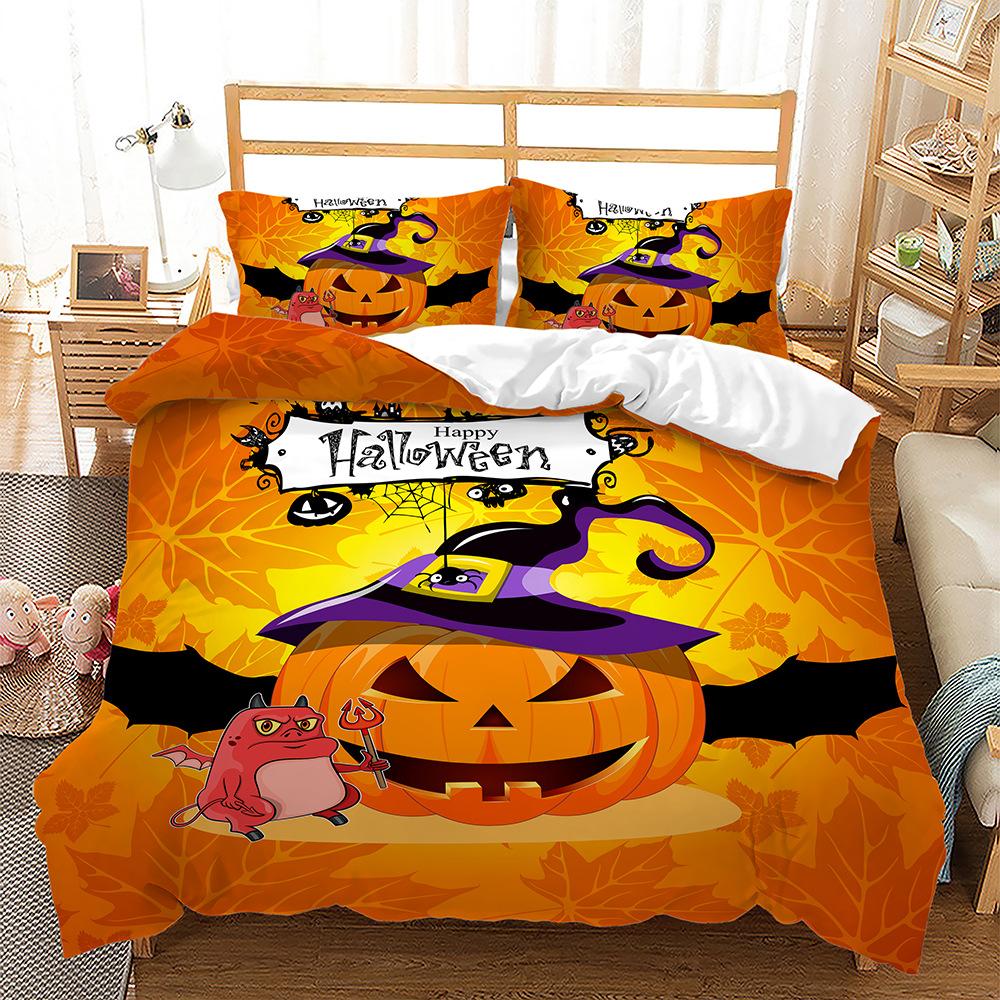 

Halloween Pumpkin Ghost Three-Piece 3D Digital Printing Four-Piece Quilt Cover 135 * 200 (two-piece set) 90g