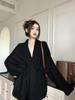 Women's Plus Size French Collar Cardigan Coat - Spring/Autumn Knitted Waist-Tie Top