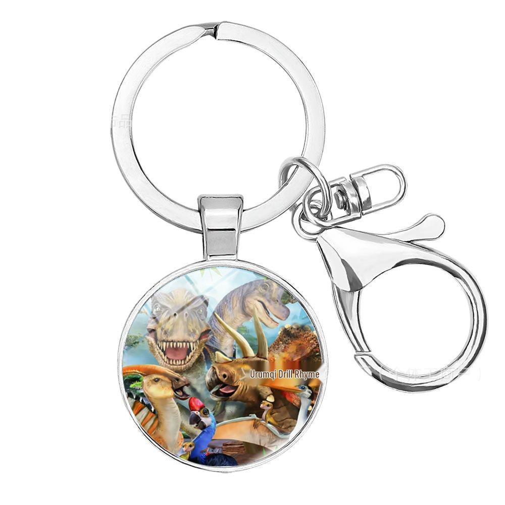 Dinosaur Keychain Pendant: T-Rex, Pterodactyl, Diplodocus, Spinosaurus with Metal Lobster Clasp - Popular European & American Design