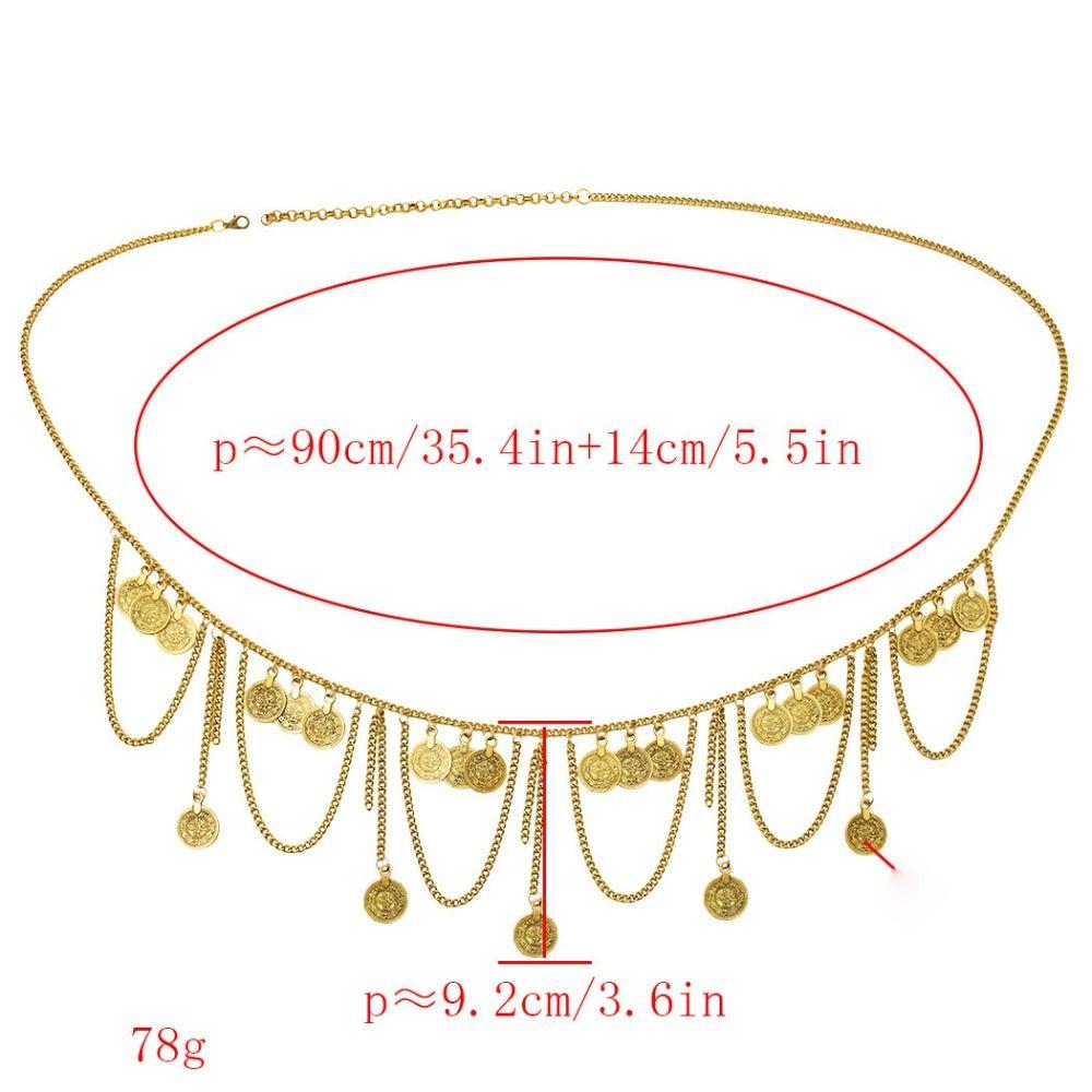 Coin Pendant Tassel Waist Chain Belt Belly Dance Body Chain Fashion Metal Body Chain Beach